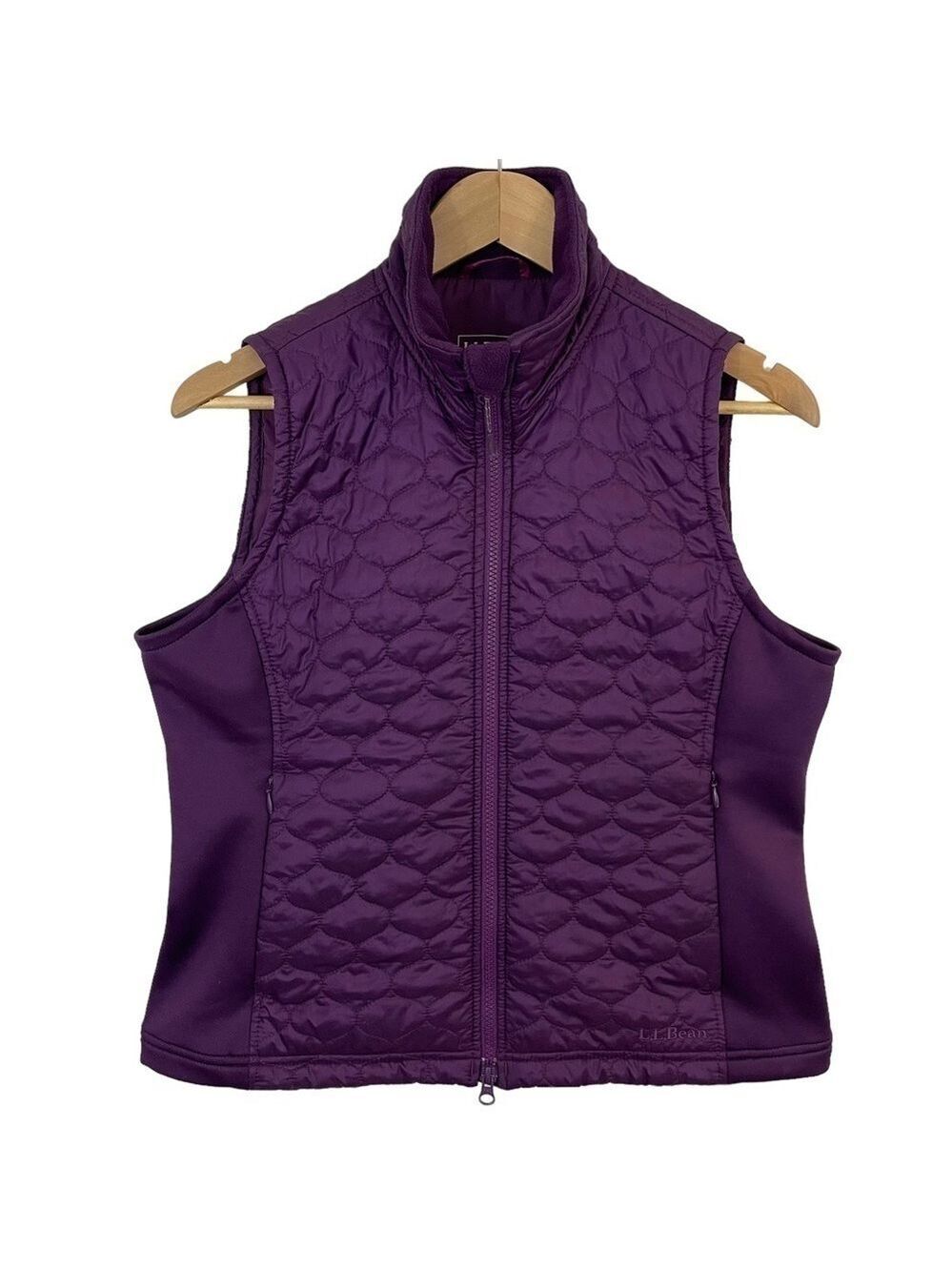 LL Bean Lightweight Puffer Vest Women’s M Eggplant Purple Full Zip Insulated